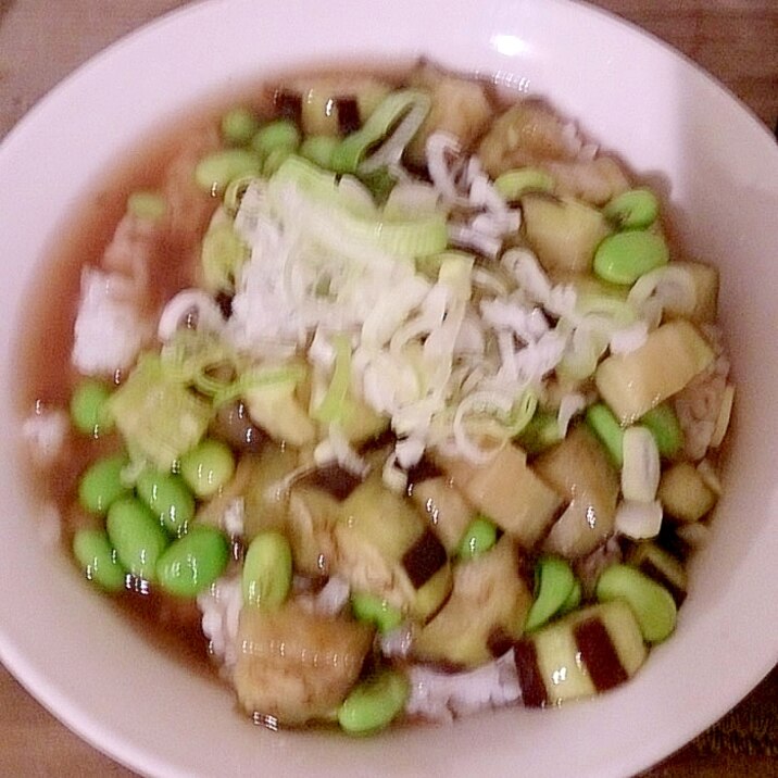 ナスと枝豆のあんかけ丼